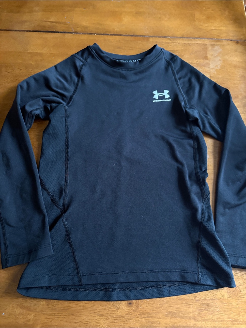 Under Armour Kids Black Long Sleeve Performance Tee with Logo